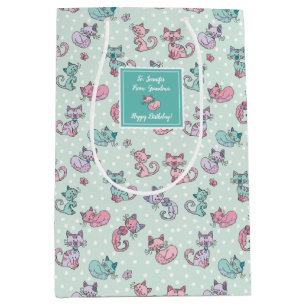 Bolsa De Regalo Mediana Cuadros Pastel Verde azulado Púrpura Rosa Punto d