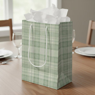 Bolsa De Regalo Mediana Cuadros verdes salvia claros