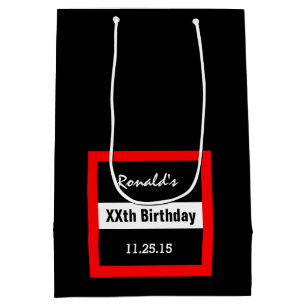 Bolsa De Regalo Mediana Cualquie negro del cumpleaños del año con el
