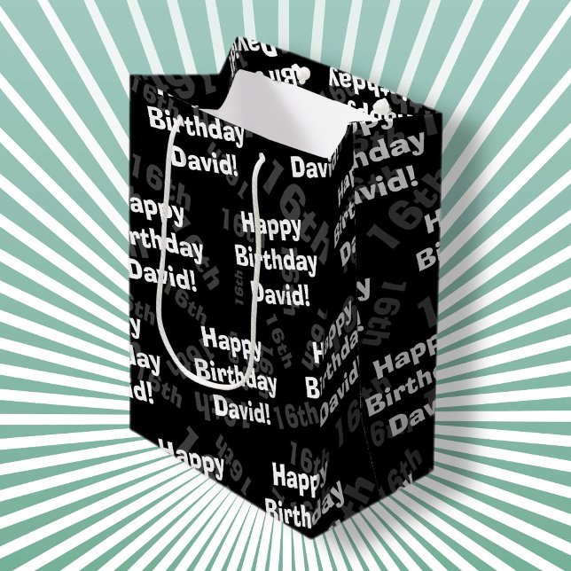 Bolsa De Regalo Mediana Cualquier edad y nombre de feliz cumpleaños person (Subido por el creador)