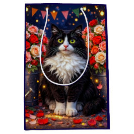 Bolsa De Regalo Mediana Cubos de Rosas, Gato