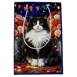 Bolsa De Regalo Mediana Cubos, Llenos De Rosas ,gato