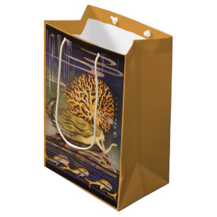 Bolsa De Regalo Mediana Cuento de Hadas Vintage, Sirena en Coral Oceánico