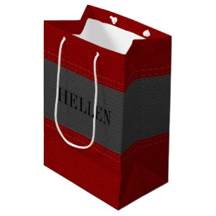 Bolsa De Regalo Mediana Cuero rojo y gris