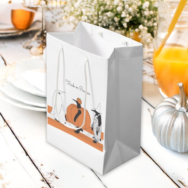 Bolsa De Regalo Mediana Cuidada Personalizado Calabaza Pingüino Funny Hall (Subido por el creador)