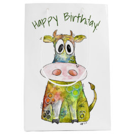 Bolsa De Regalo Mediana Cuidada y caprichosa vaca colorida