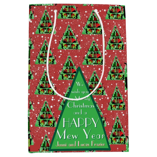 Bolsa De Regalo Mediana Cuidados gatos negros en sudorosos árboles de Navi (Anverso)