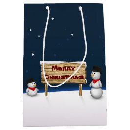 Bolsa De Regalo Mediana Cuidados hombres de nieve deseando Feliz Navidad