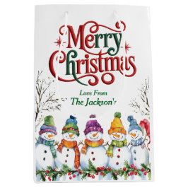 Bolsa De Regalo Mediana Cuidados hombres de nieve Feliz Navidad