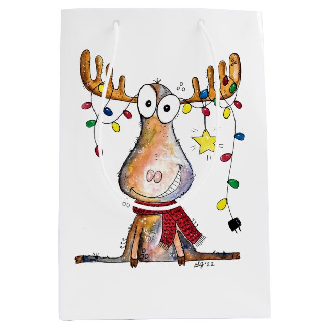 Bolsa De Regalo Mediana Cuidados Navidades caprichosos Moose (Anverso)