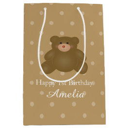 Bolsa De Regalo Mediana Cuidadosamente marrón Teddy Bear Niña Cumpleaños