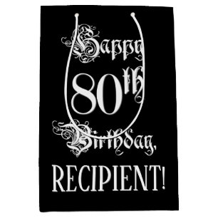 Bolsa De Regalo Mediana Cumpleaños 80: Escritura elegante y sofisticada +
