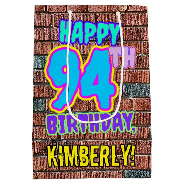 Bolsa De Regalo Mediana Cumpleaños 94: Diversión, graffiti urbano inspirad (Reverso)