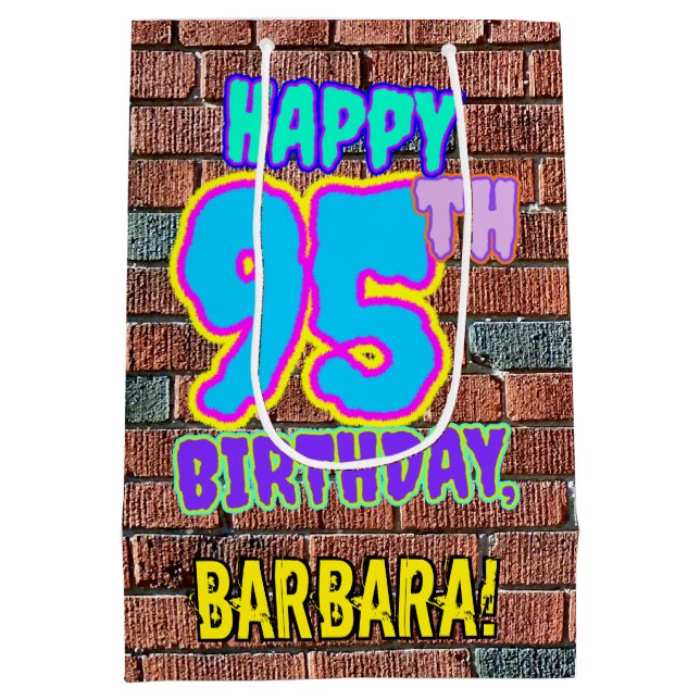 Bolsa De Regalo Mediana Cumpleaños 95: Diversión, graffiti urbano inspirad (Reverso)