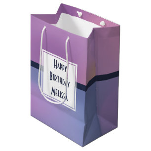 Bolsa De Regalo Mediana Cumpleaños abstracto moderno con remolinos de púrp