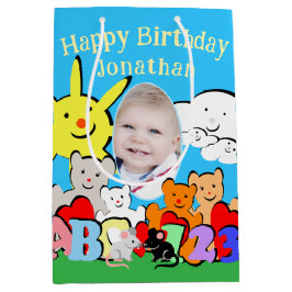 Bolsa De Regalo Mediana Cumpleaños Animales Divertidos Lindo Personalizado