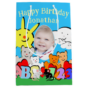 Bolsa De Regalo Mediana Cumpleaños Animales Divertidos Lindo Personalizado