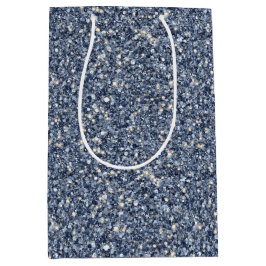 Bolsa De Regalo Mediana Cumpleaños Brillo Azul Denim