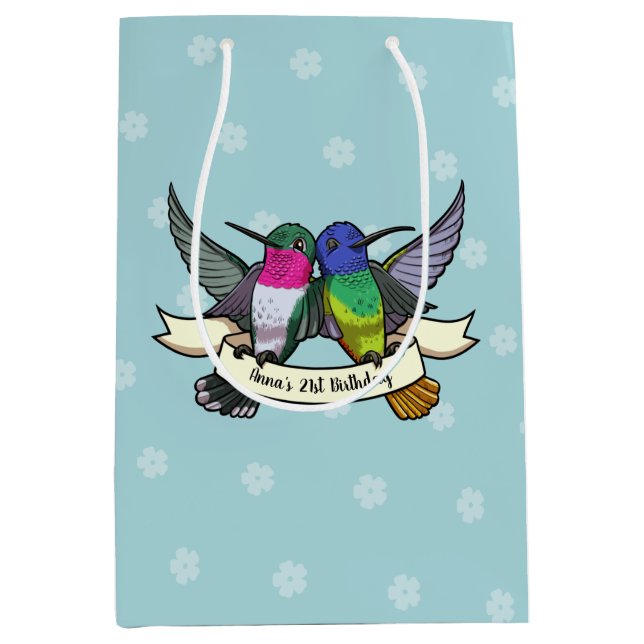 Bolsa De Regalo Mediana Cumpleaños Cambiar El Nombre De Los Colibríes Colo (Anverso)