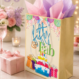 Bolsa De Regalo Mediana Cumpleaños colorido de cincuenta y fabuloso