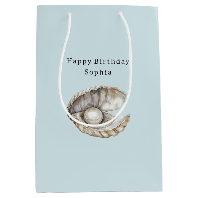Bolsa De Regalo Mediana Cumpleaños con conchas de perlas (Anverso)