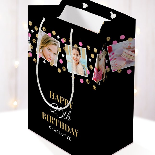 Bolsa De Regalo Mediana Cumpleaños Confetti Nombre personalizado Collage d (Subido por el creador)