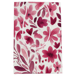 Bolsa De Regalo Mediana Cumpleaños Corazones Flores Rosa Rojo Femenino Cre