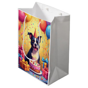 Bolsa De Regalo Mediana Cumpleaños de American Staffordshire Terrier