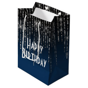 Bolsa De Regalo Mediana Cumpleaños de Bling Diamante de imitación