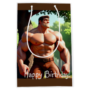 Bolsa De Regalo Mediana Cumpleaños de Bodybuilder