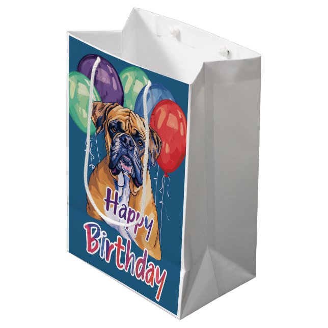 Bolsa De Regalo Mediana Cumpleaños de Bullmastiff (Angulo Anverso)