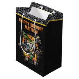 Bolsa De Regalo Mediana Cumpleaños de camiones Monster Jam