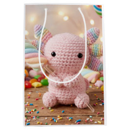 Bolsa De Regalo Mediana Cumpleaños de Caramelo Pastel Rosa de Ajolote Teji
