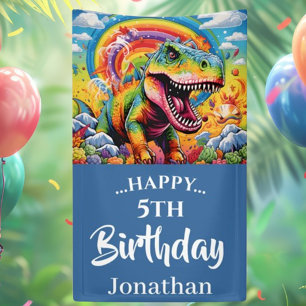 Bolsa De Regalo Mediana cumpleaños de dinosaurios azul colorido
