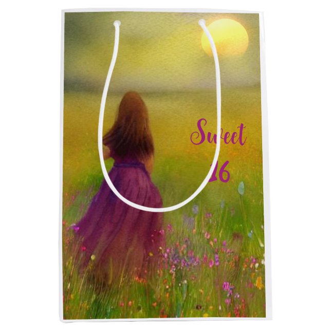 Bolsa De Regalo Mediana Cumpleaños de Dulces 16 (Anverso)