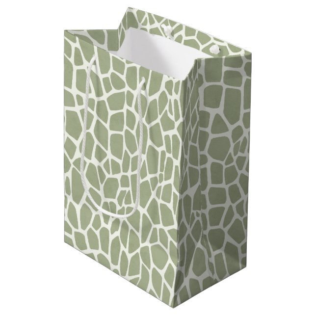 Bolsa De Regalo Mediana Cumpleaños de estampado de jirafa verde (Angulo Anverso)