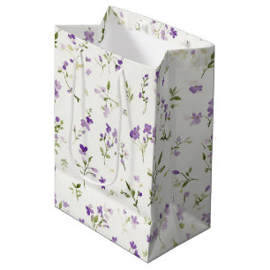 Bolsa De Regalo Mediana Cumpleaños de Flores Lilas Bonitas