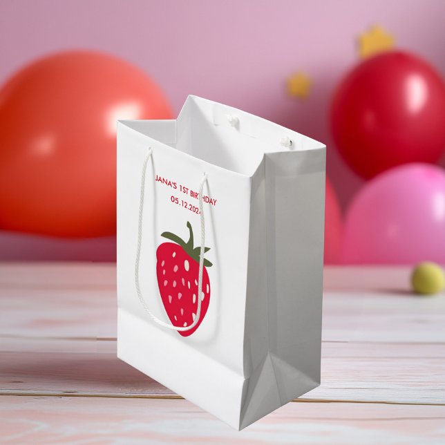 Bolsa De Regalo Mediana Cumpleaños de fresa dulce (Subido por el creador)