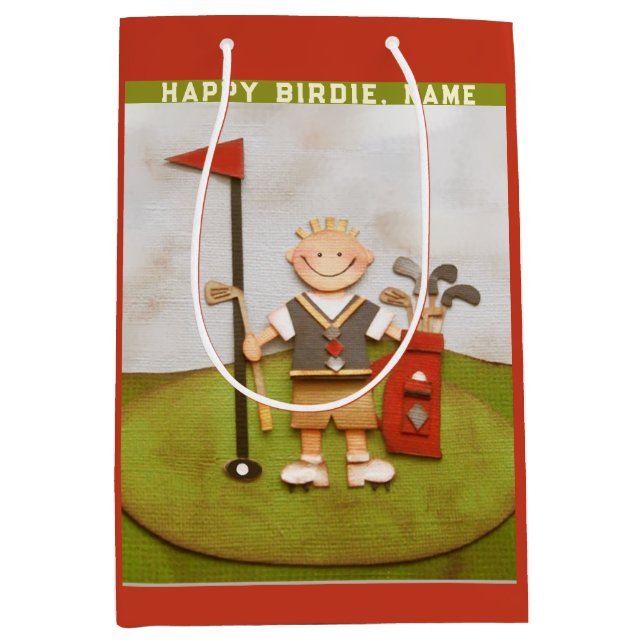 Bolsa De Regalo Mediana Cumpleaños de Golf (Anverso)