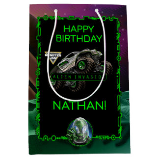 Bolsa De Regalo Mediana Cumpleaños de Invasión Alienígena de Monster Jam