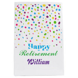 Bolsa De Regalo Mediana Cumpleaños de Jubilación Feliz Confeti Colorido Li