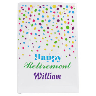 Bolsa De Regalo Mediana Cumpleaños de Jubilación Feliz Confeti Colorido Li
