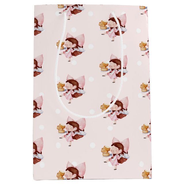 Bolsa De Regalo Mediana Cumpleaños de la hora del té y el pastel (Anverso)