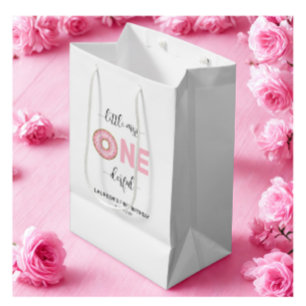 Bolsa De Regalo Mediana Cumpleaños de la pequeña dulzura rosa 1er 