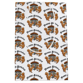 Bolsa De Regalo Mediana Cumpleaños de las ardillas de disco