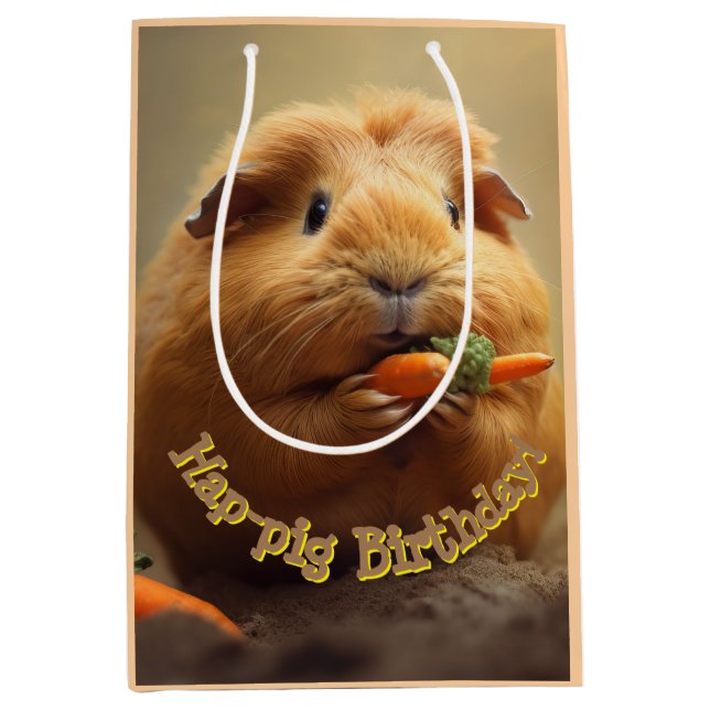 Bolsa De Regalo Mediana ¡Cumpleaños de los cerdos de Hap! (Anverso)