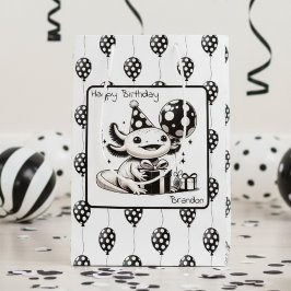 Bolsa De Regalo Mediana Cumpleaños de los globos blancos y negros