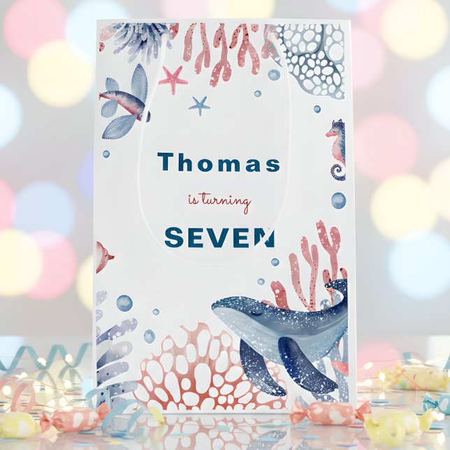 Bolsa De Regalo Mediana Cumpleaños de los niños de la acuarela Under Sea (Subido por el creador)