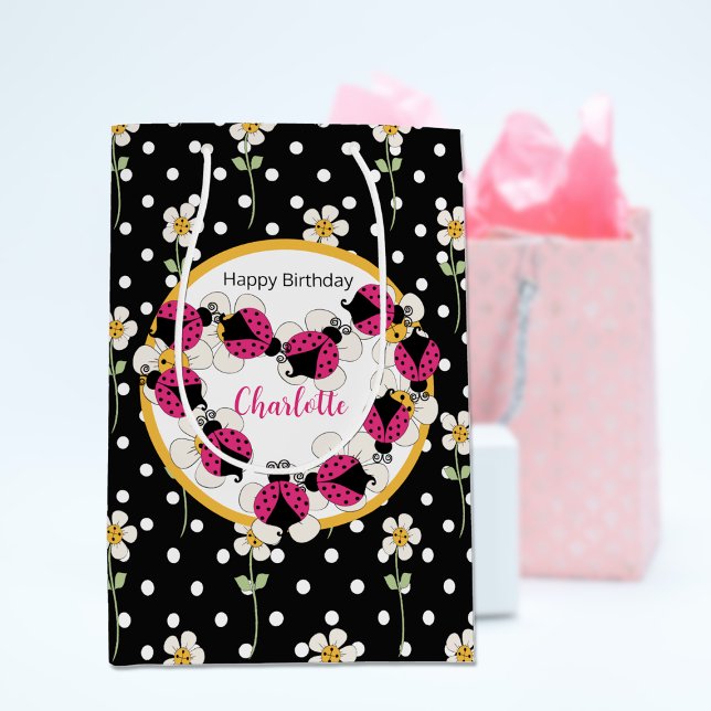 Bolsa De Regalo Mediana Cumpleaños de los tiburones y flores (Subido por el creador)
