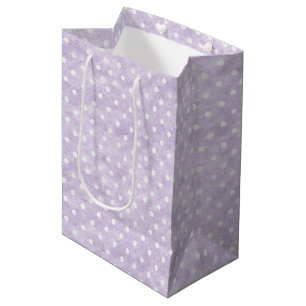 Bolsa De Regalo Mediana Cumpleaños de lunares blancos y lavanda